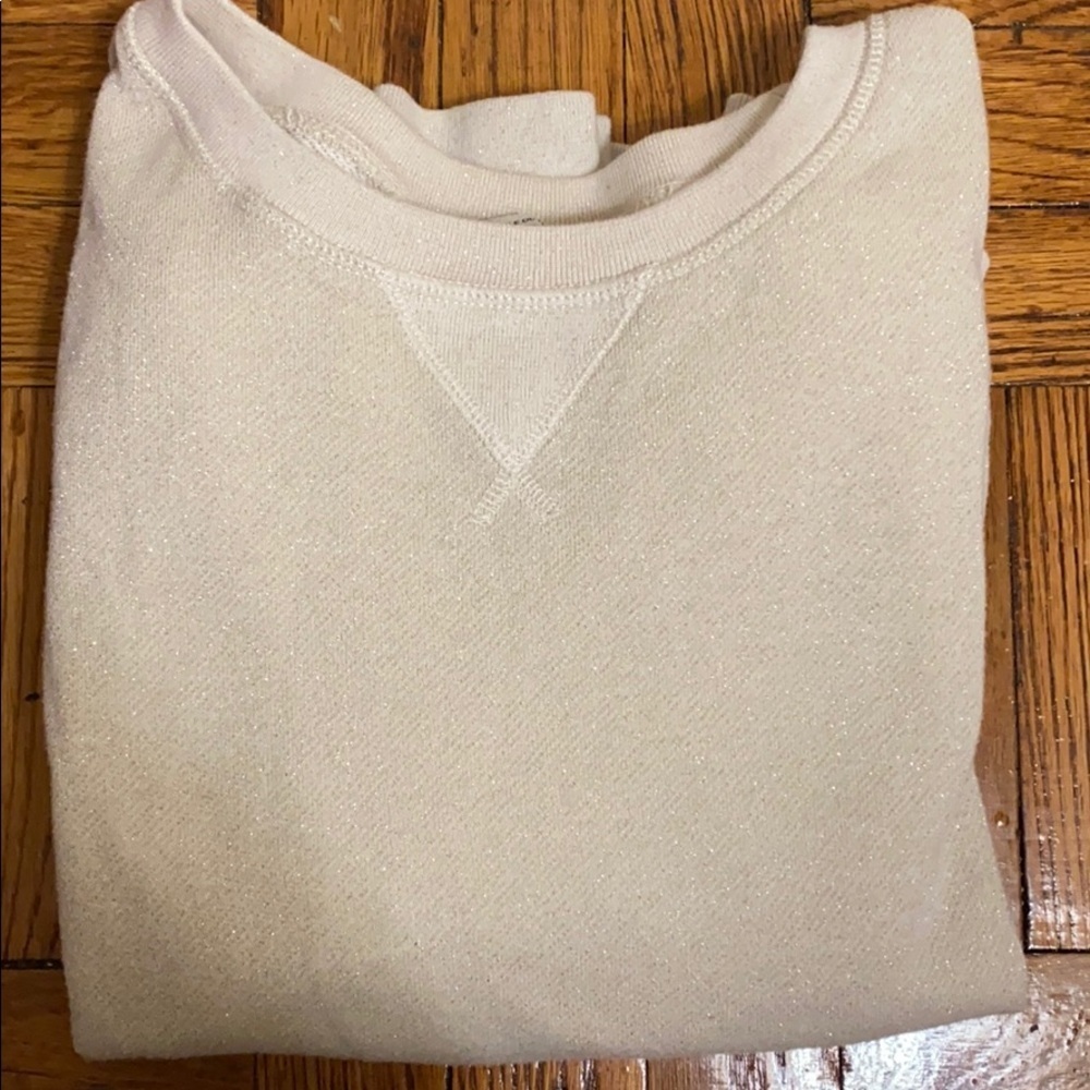 American Eagle cream shiny crewneck sweater
